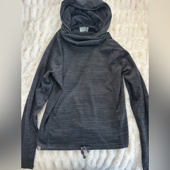 Athleta Dark Gray Hooded Turtleneck Sweater Size S Tall - Picture 2 of 4